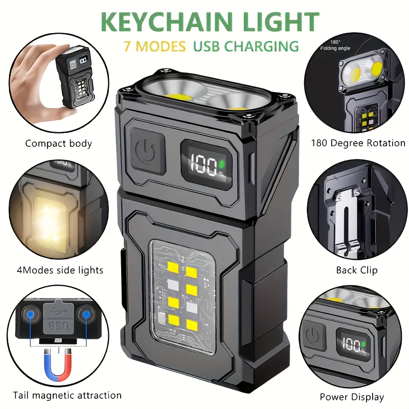 Outdoor Lighting Beacon - ミニ充電式 LED ポケット懐中電灯ポータブルサイド COB トーチクリップテールマグネットライト付き超高輝度屋外キャンプランタン