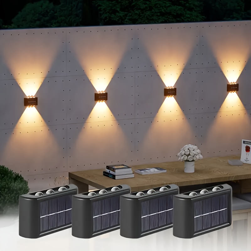 Outdoor Lighting Led - LEDソーラーライト 屋外防水 ソーラーウォールランプ 上下発光 ガーデンフェンス装飾用 ソーラー式ウォールランプ