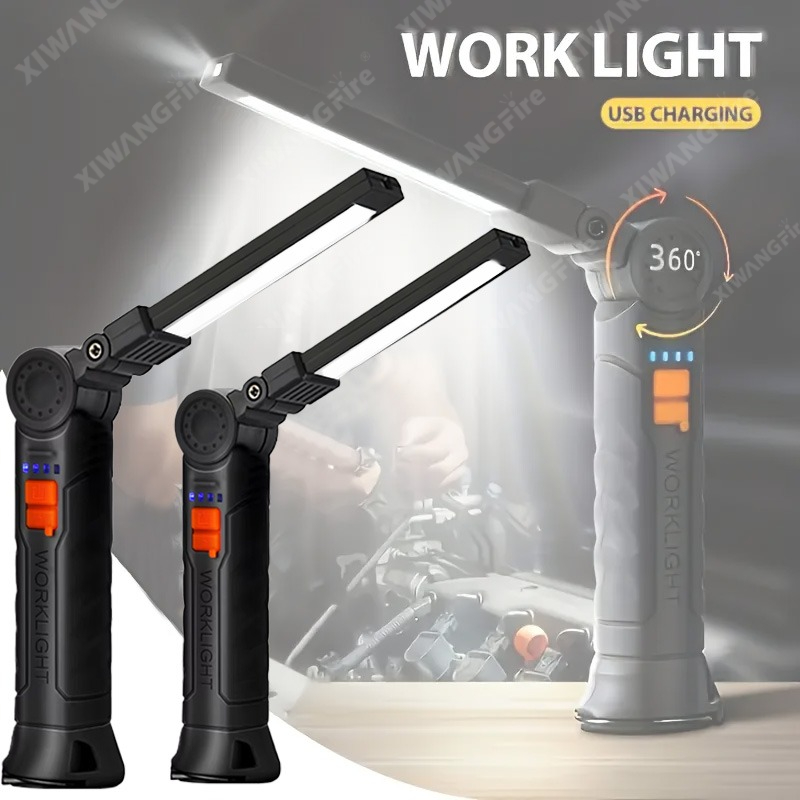 Outdoor Lighting Beacon - 充電式 LED 懐中電灯 マグネットとフック付き、作業現場のセキュリティ、夜間作業、アウトドアキャンプ、緊急用の防水