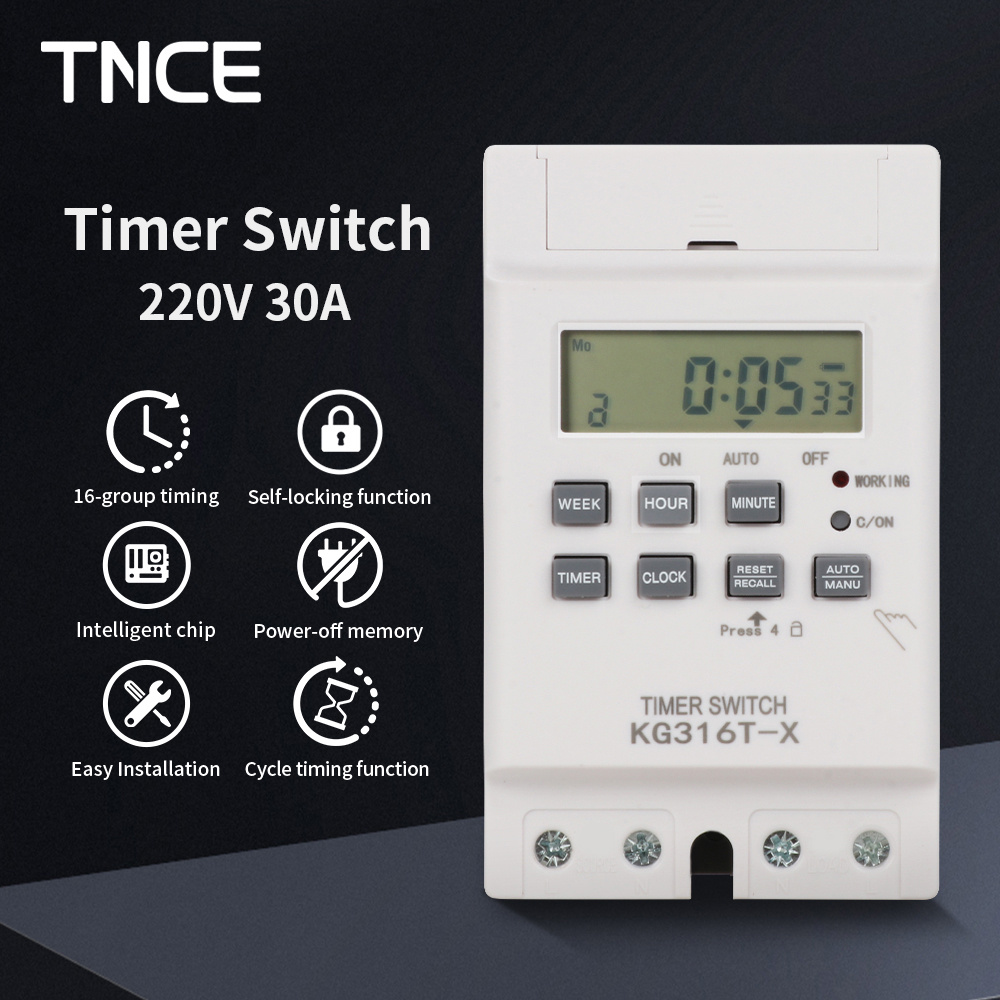 Outdoor Lighting Timer Switch - TNCE 30A 時間制御スイッチ 220V 街路灯、広告板、ウォーターポンプ、プログラミング用 30A