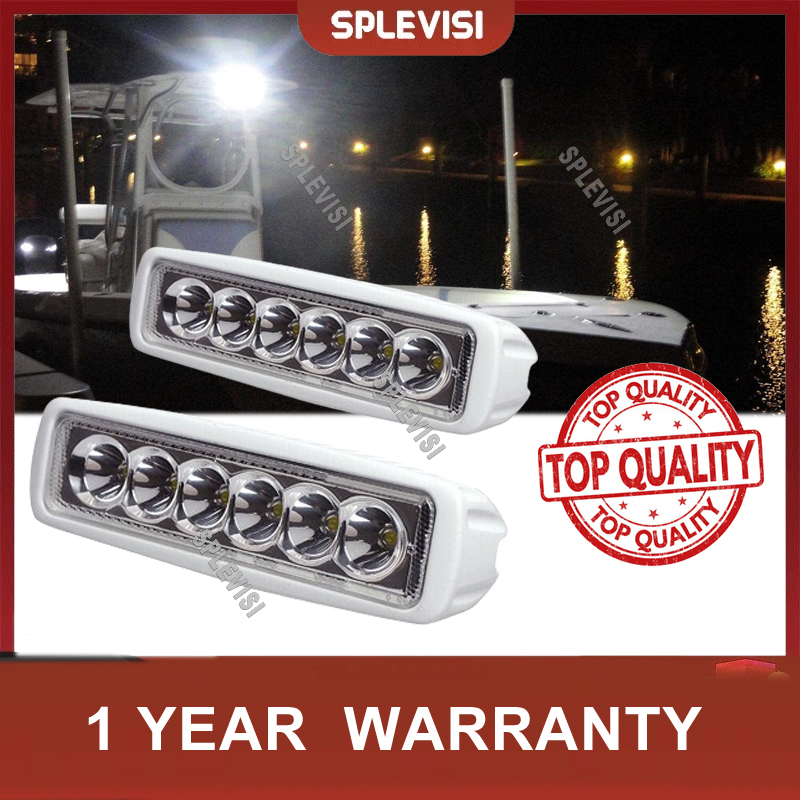 Outdoor Lighting Deck - 防水デッキマリンスプリットトップ,ボートライト,白,ポンツーン釣り,12v,6 LED,ip67,2個