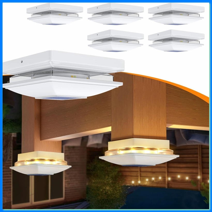 Outdoor Lighting Deck - 4パックソーラーポストキャップライト屋外用、16 LEDフェンスポストソーラーライト屋外防水、デッキフェンスキャップライト-ABFB
