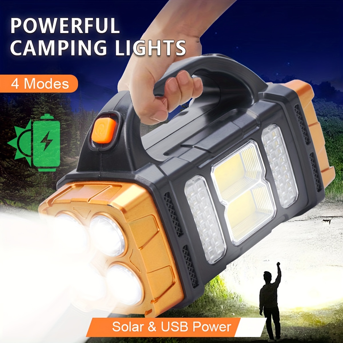 Outdoor Lighting Beacon - 新しいアップグレード充電式ハイパワーソーラー LED 懐中電灯電源銀行付き防水多機能ハンドランプ屋外用