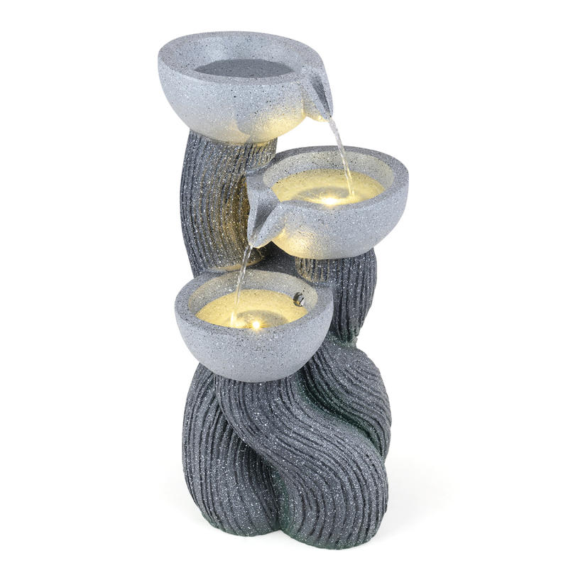 Outdoor Lighting Deck - 3段式屋外噴水 LEDライト付き 高さ18.5インチ パティオデッキ用