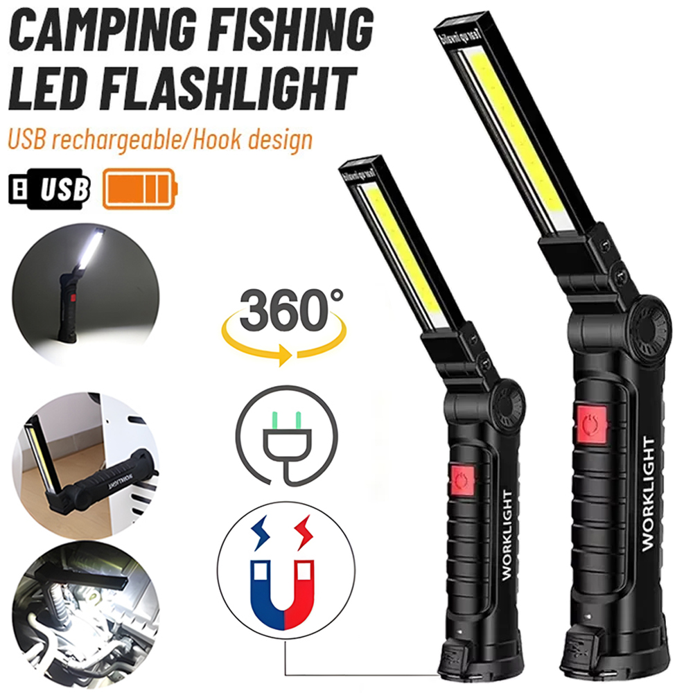 Outdoor Lighting Beacon - LED COB 懐中電灯 USB 充電式トーチ検査ランプ 磁気付き、フック