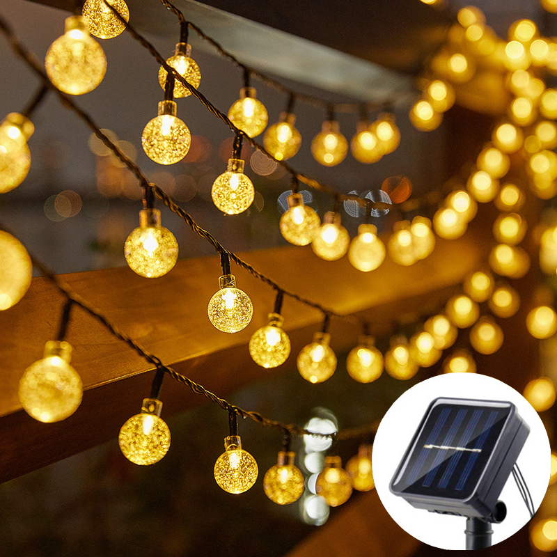Halo Outdoor Lighting - 20/50/100 LED ソーラーパワークリスタルボール花飾りライトストリングウェディングガーランド妖精ランプホリデー屋外パティオ庭の装飾