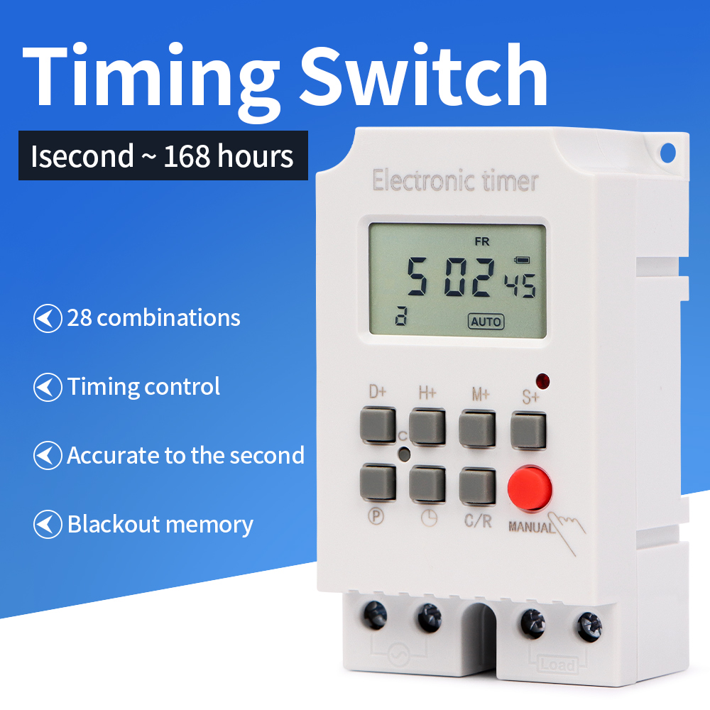 Outdoor Lighting Timer Switch - デジタルプログラム可能な時間スイッチ,7日間,週次,自動,タイマー,リレー間隔,1秒の高負荷,220v,25 a,30a,電源出力メモリ