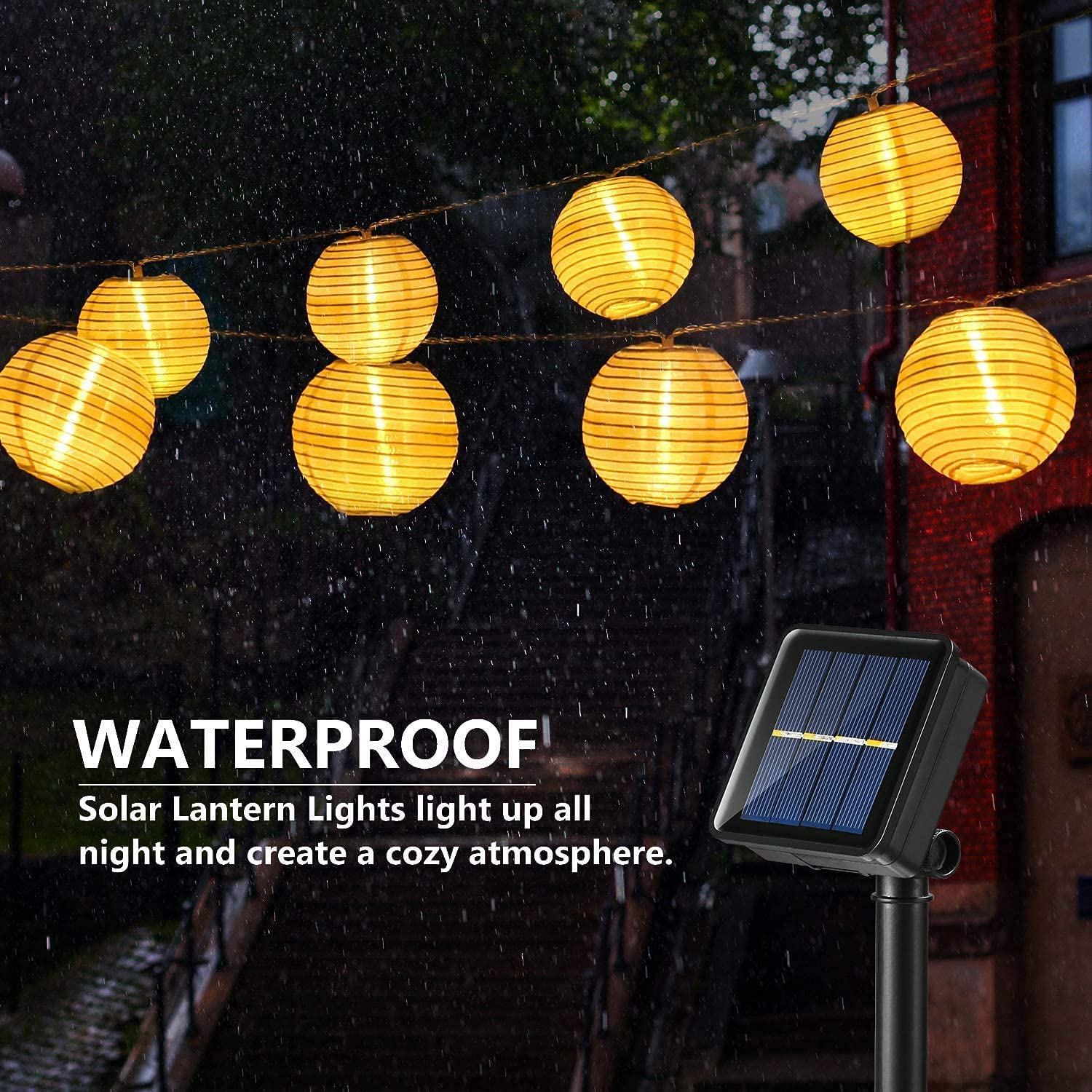 防水ソーラーランタン,6.5m,30 LED,屋外,庭の装飾 - Halo Outdoor Lighting のレビューと価格