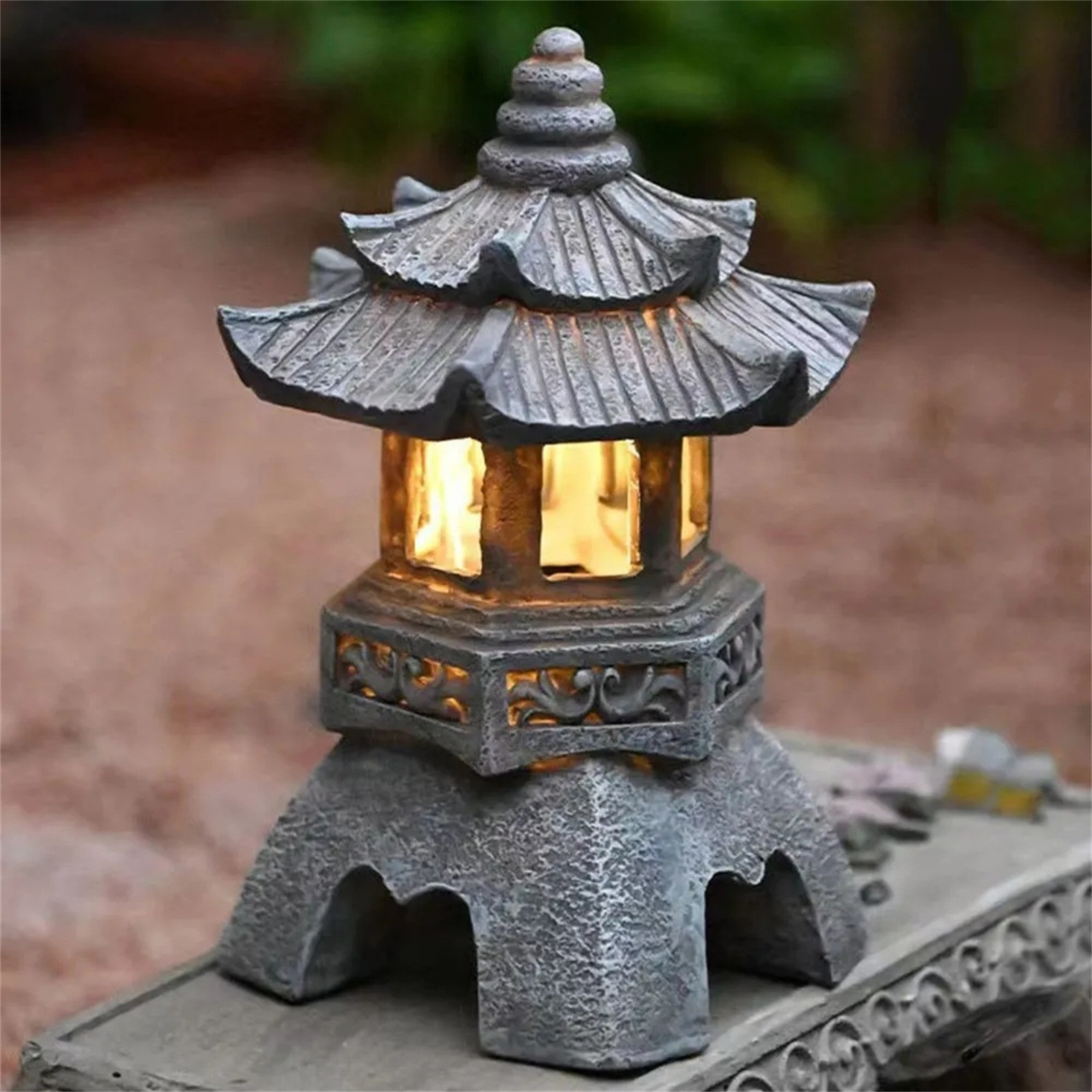 屋外ソーラーパワーLEDパゴダの像、日本の庭の装飾、zenラ - Outdoor Lighting Architectural のレビューと価格