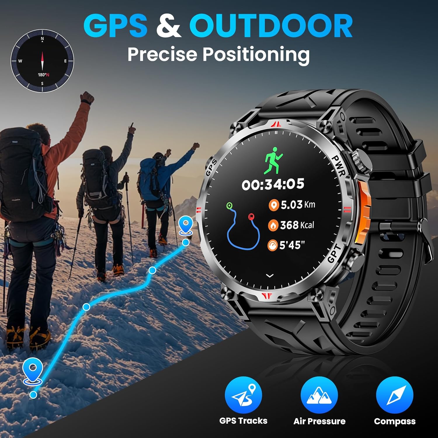 2026 新軍事 GPS 戦術スマートウォッチ男性屋外コンパ - Outdoor Lighting Deck のレビューと価格