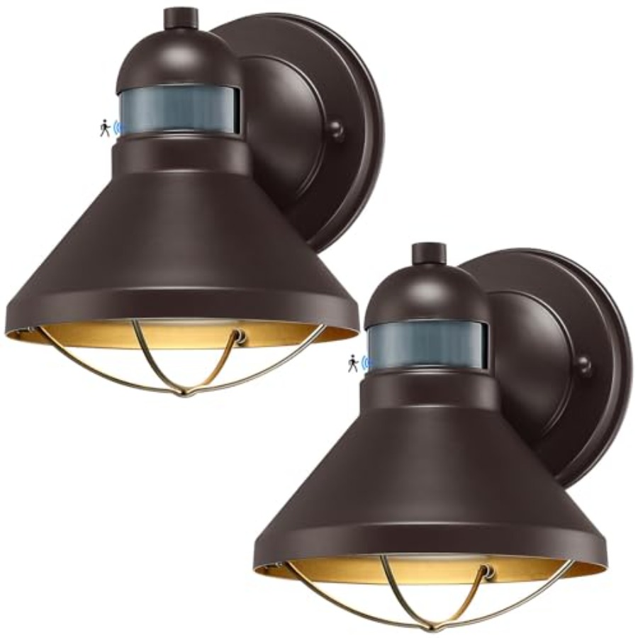 2個パック モーションセンサー付き屋外LEDウォールスコンス - Outdoor Lighting Led のレビューと価格