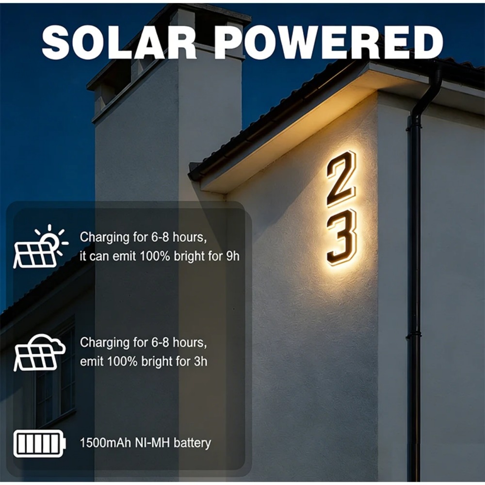 新しいソーラーアドレスサイン LED ハウスナンバーライト防 - Outdoor Lighting Architectural のレビューと価格