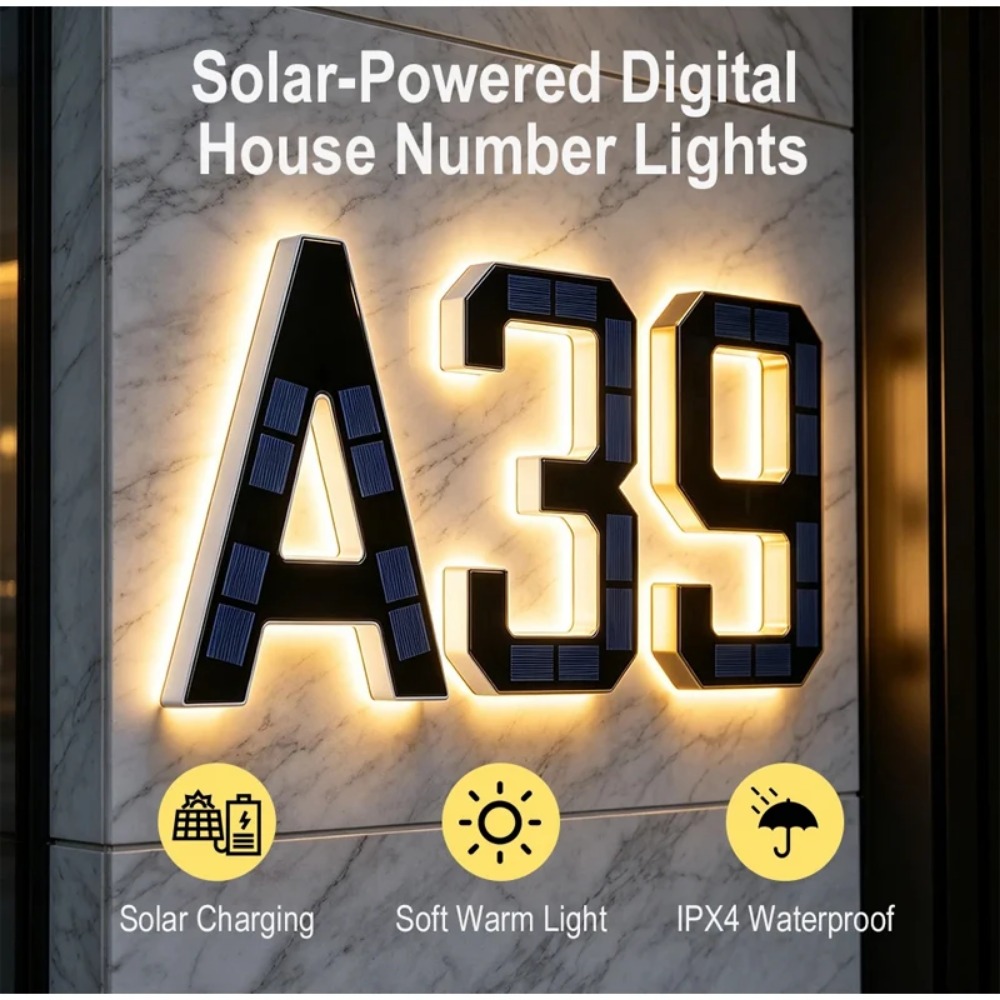 新しいソーラーアドレスサイン LED ハウスナンバーライト防 - Outdoor Lighting Architectural のレビューと価格