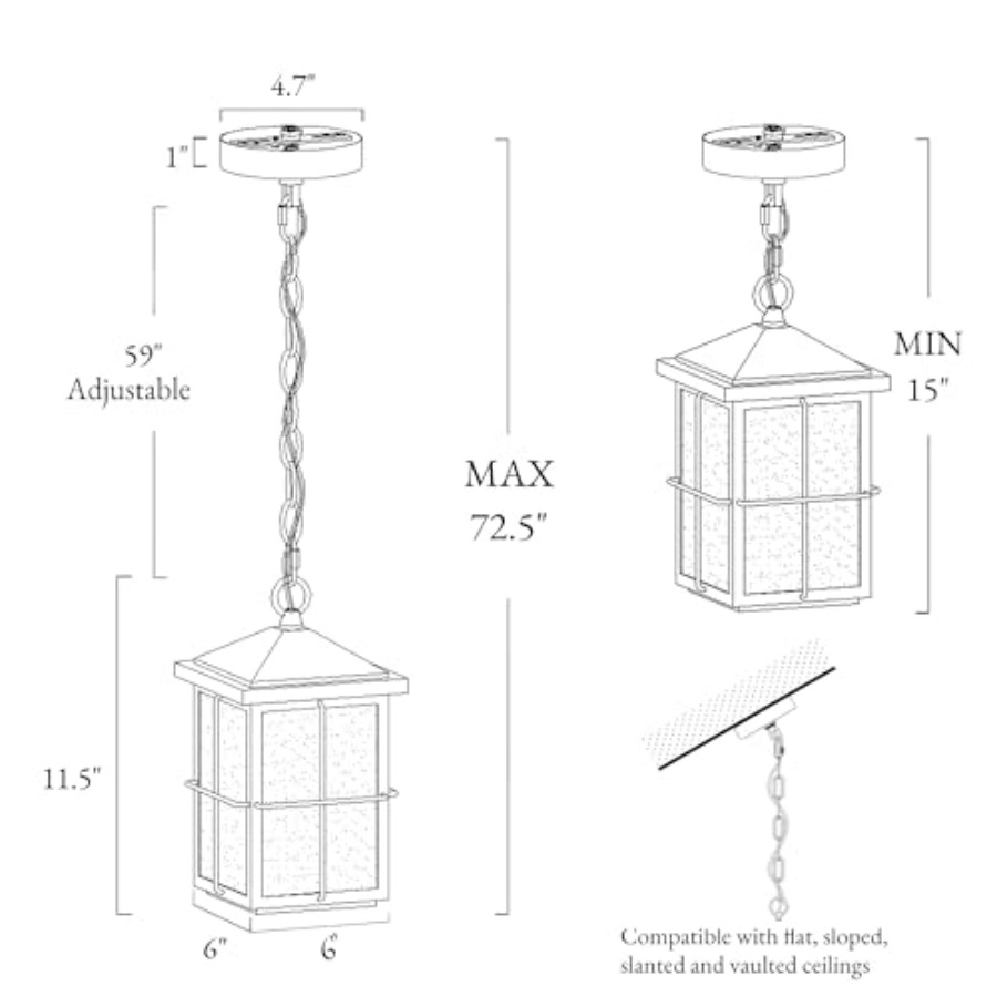 屋外用ペンダントライト器具、ファームハウスブラック防錆天井屋 - Lighting Fixture Outdoor のレビューと価格