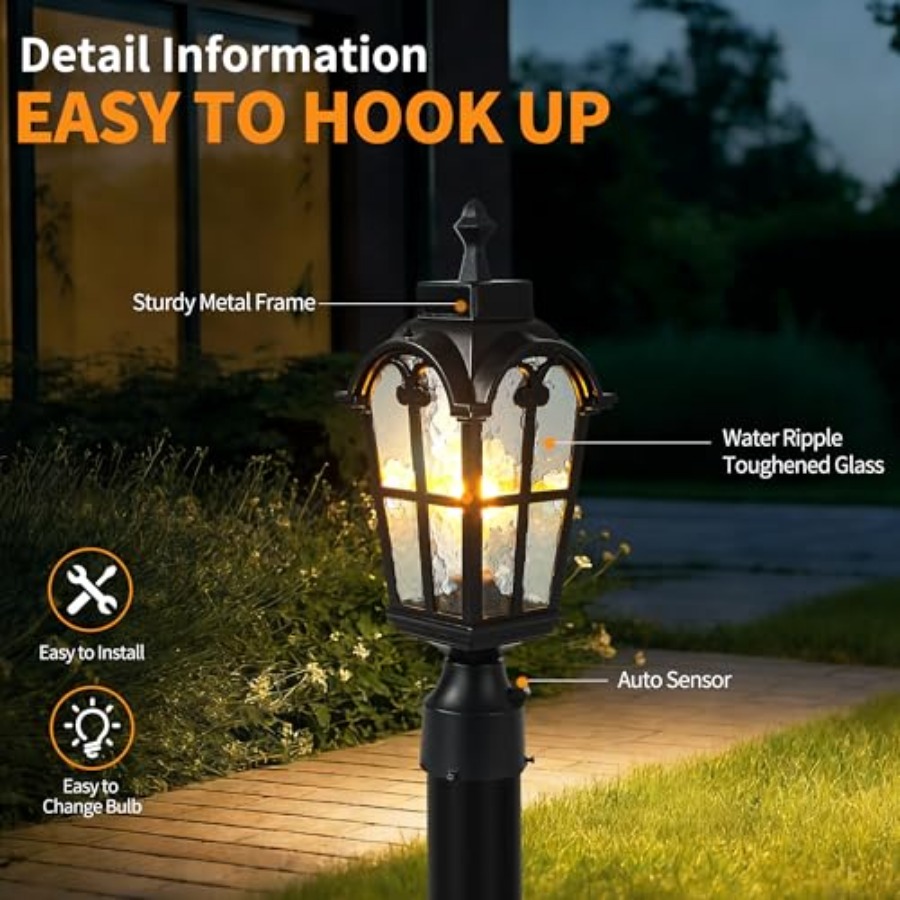 センサー屋外ポストライト防水ポストライト器具屋外防錆防水エク - Lighting Fixture Outdoor のレビューと価格
