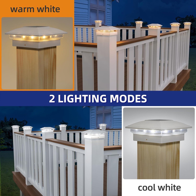 4パックソーラーポストキャップライト屋外用、16 LEDフェ - Outdoor Lighting Deck のレビューと価格