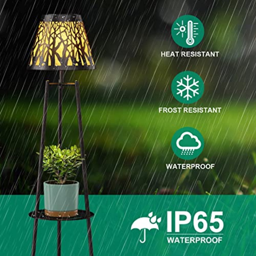 2パック屋外ソーラーフロアランプ、植物スタンド付き、防水メタ - Outdoor Lighting Led のレビューと価格