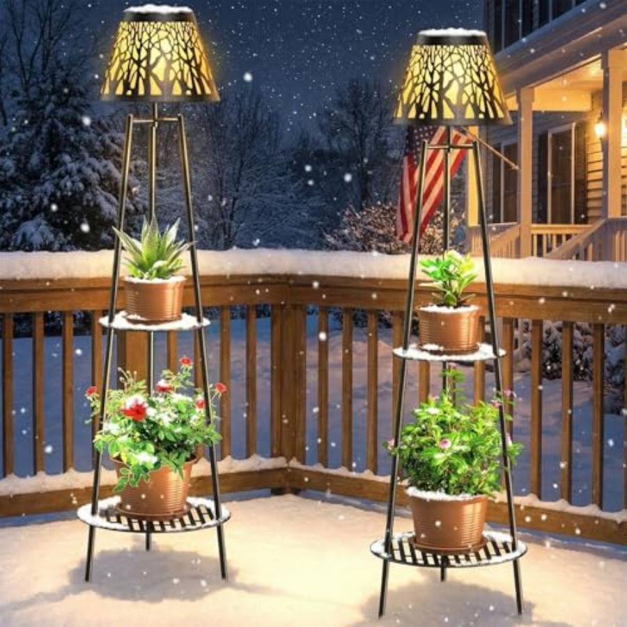 2パック屋外ソーラーフロアランプ、植物スタンド付き、防水メタ - Outdoor Lighting Led のレビューと価格