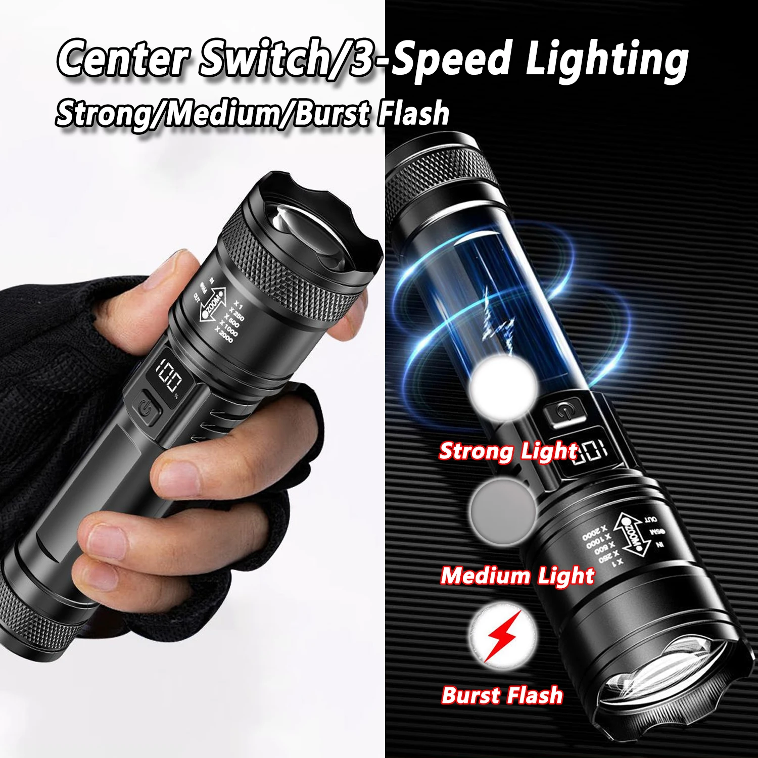 超高輝度 LED 懐中電灯 2000LM Type-C 充電 - Outdoor Lighting Led のレビューと価格