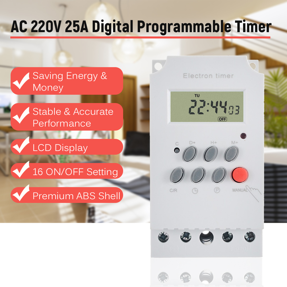 AC 220V 25A デジタルプログラマブルタイマー Di - Outdoor Lighting Timer Switch のレビューと価格