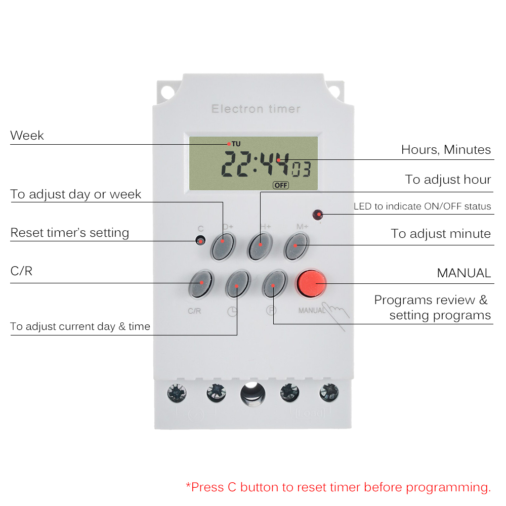 AC 220V 25A デジタルプログラマブルタイマー Di - Outdoor Lighting Timer Switch のレビューと価格
