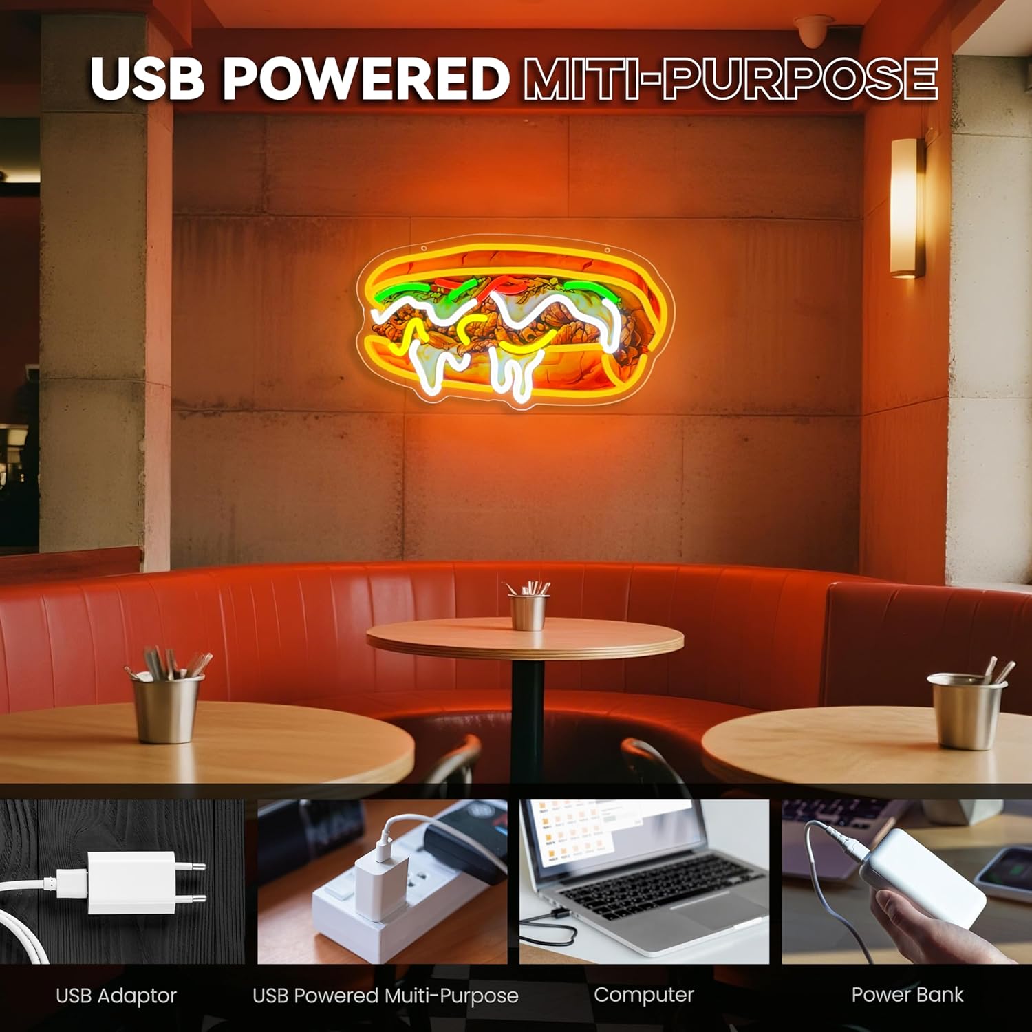 フィラデルフィアチーズステーキネオンサインUSB電源手作りL - Outdoor Lighting Vendors のレビューと価格