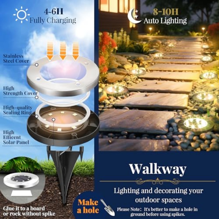 ソーラーグラウンドライト ソーラーライト 屋外防水 8 LE - Outdoor Lighting Led のレビューと価格