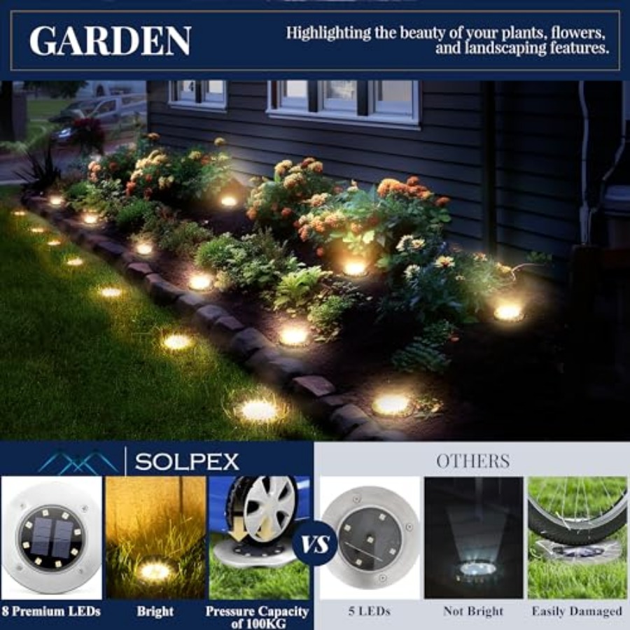 ソーラーグラウンドライト ソーラーライト 屋外防水 8 LE - Outdoor Lighting Led のレビューと価格