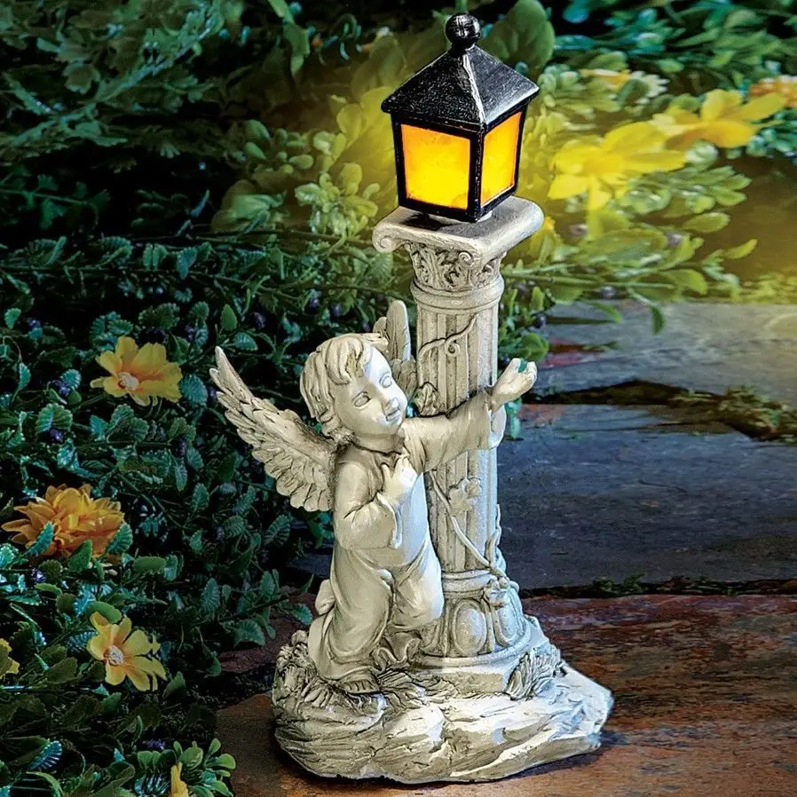 ソーラーライトヨーロッパローマ柱天使の彫刻屋外庭中庭家の装飾 - Outdoor Lighting Architectural のレビューと価格